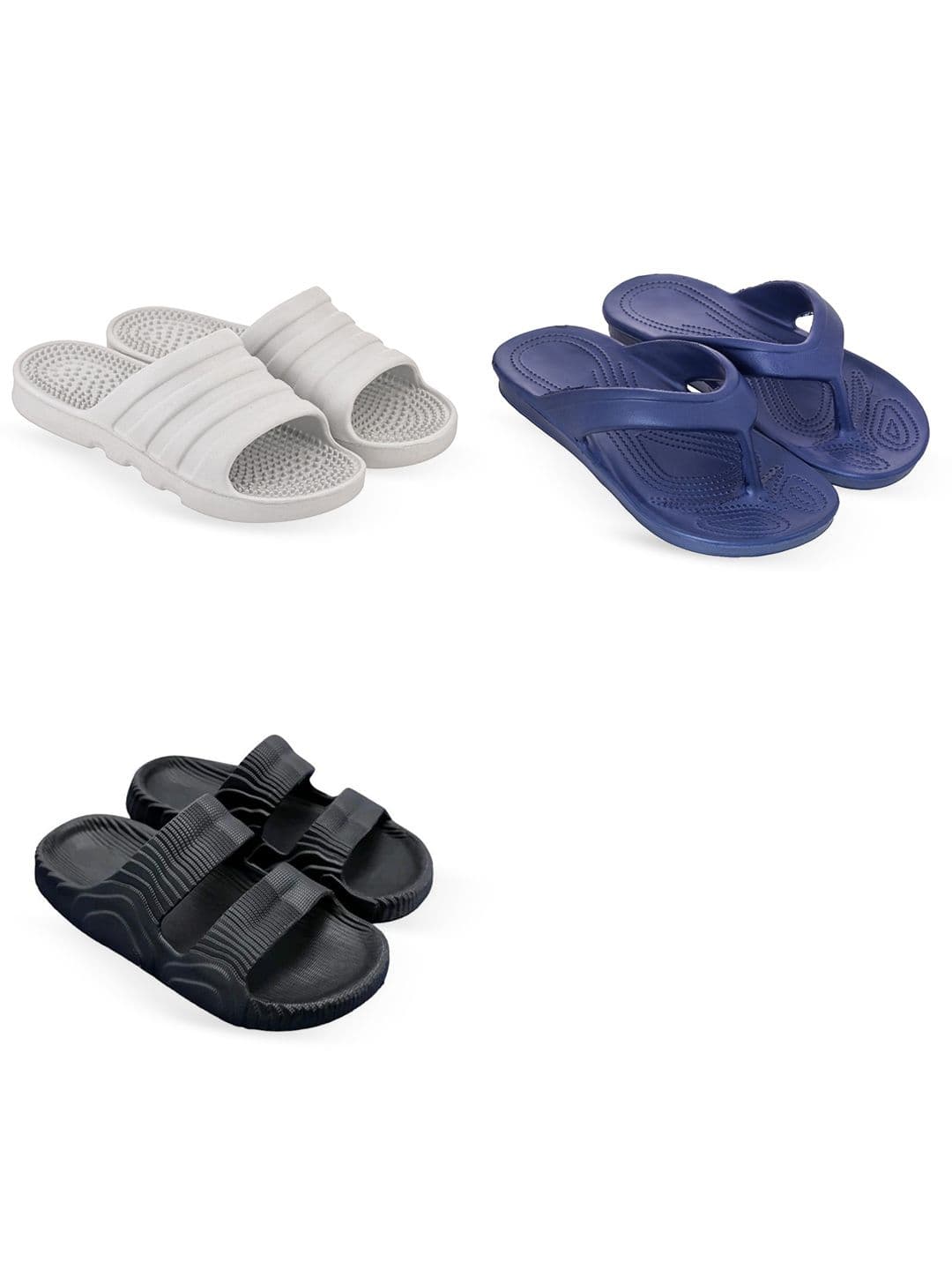 Feel alive Men Set Of 3 Self Design EVA Casual Sliders Flip Flops - view 1