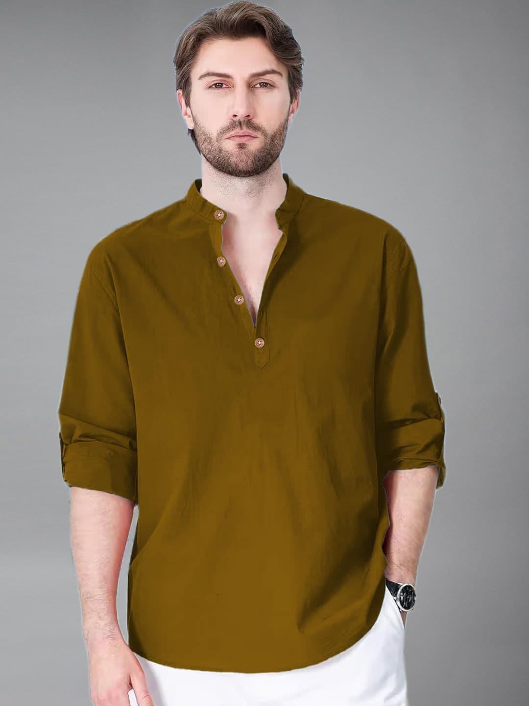 Vida Loca Men Solid Mandarin Collar Kurta - view 1