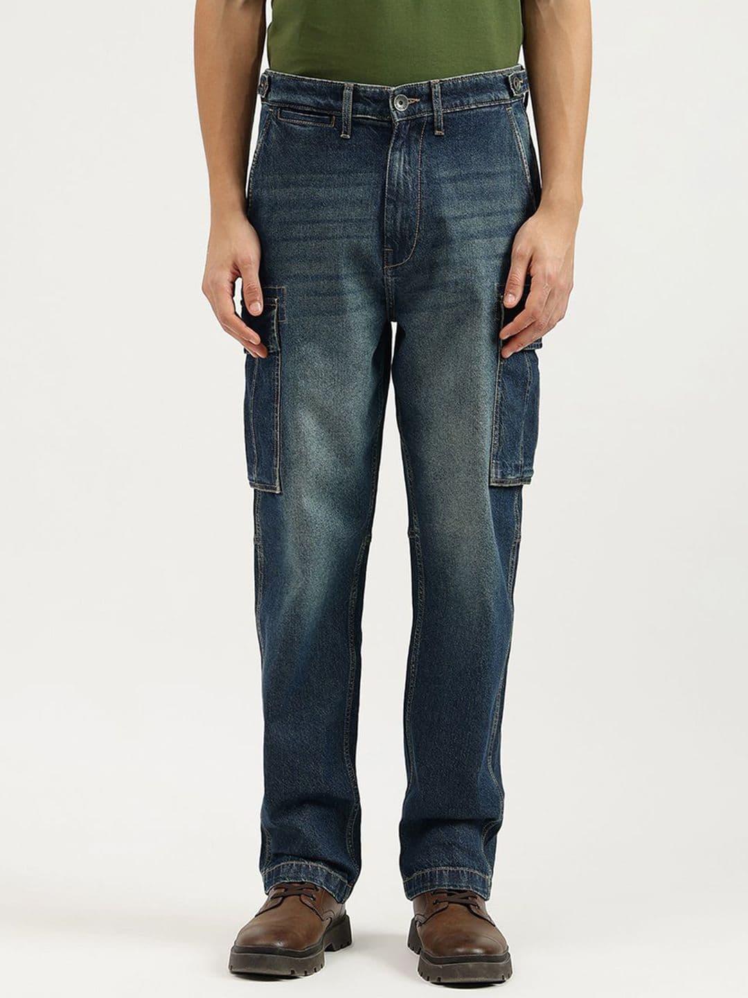 United Colors of Benetton Men Mid-Rise Light Fade Cotton Cargo Jeans - view 1