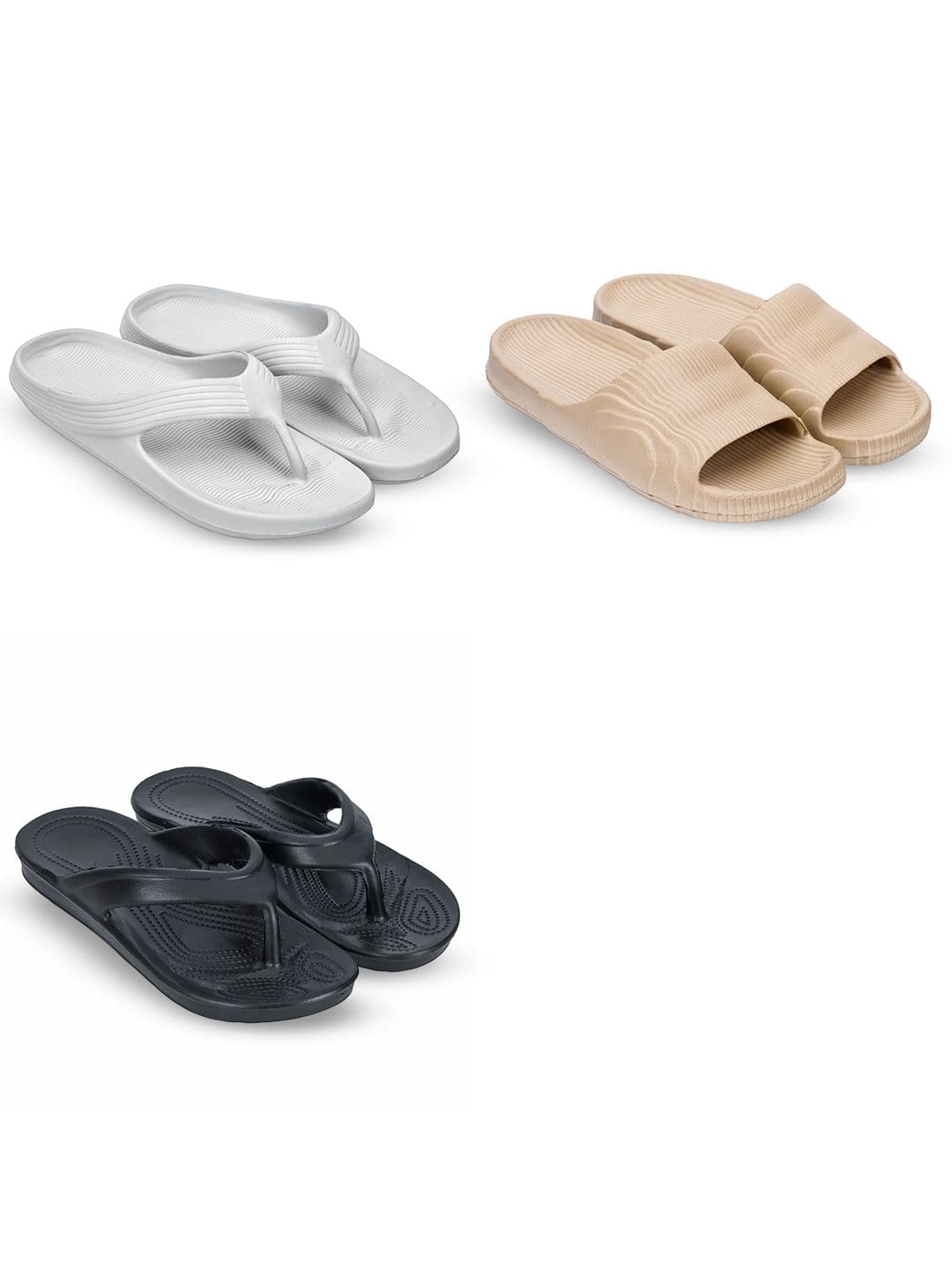 Feel alive Men Set Of 3 Self Design EVA Casual Thong Flip Flops - view 1
