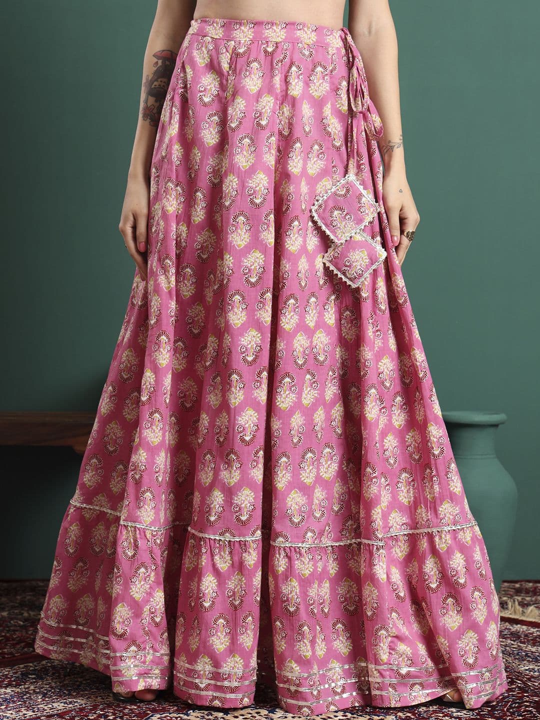 NYPA Women Printed Cotton Flared Maxi Skirts - view 1