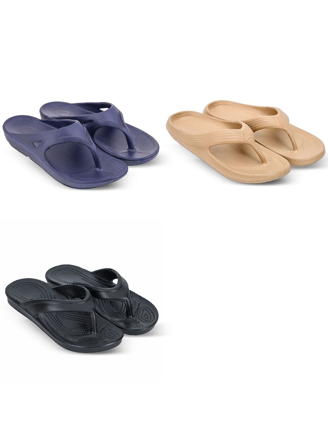Feel alive Men Set Of 3 Self Design EVA Casual Thong Flip Flops - view 1