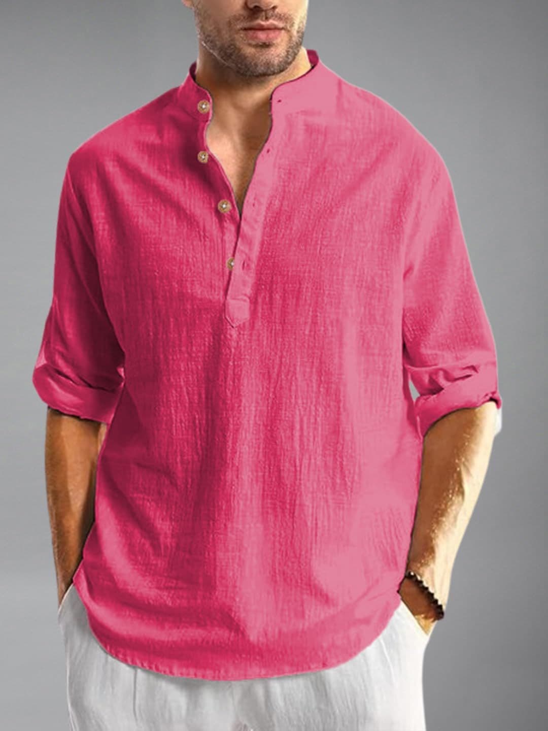 Vida Loca Men Slim Fit Band Collar Kurta - view 1