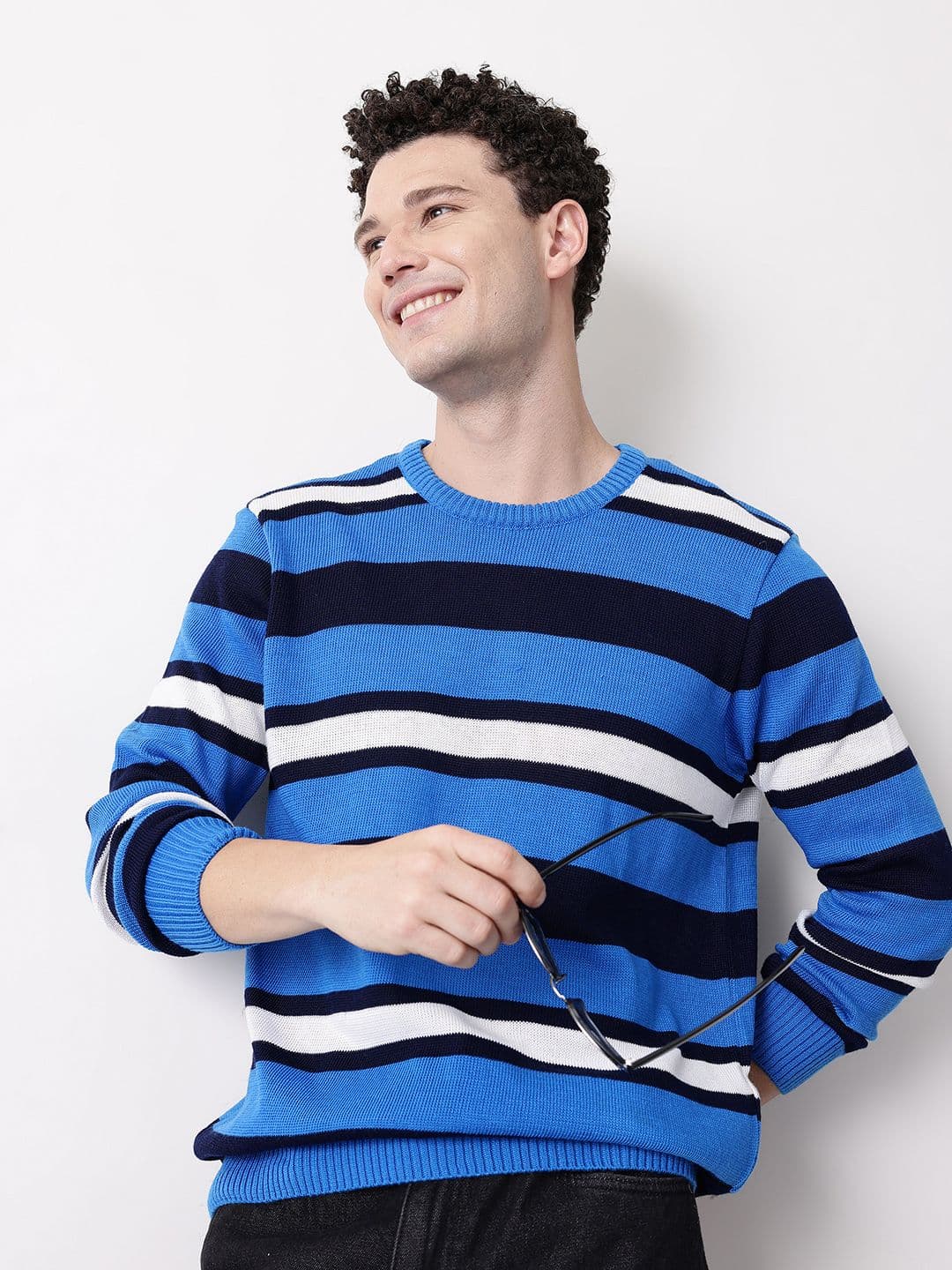 Mast & Harbour Round Neck Striped Long Sleeves Pullover