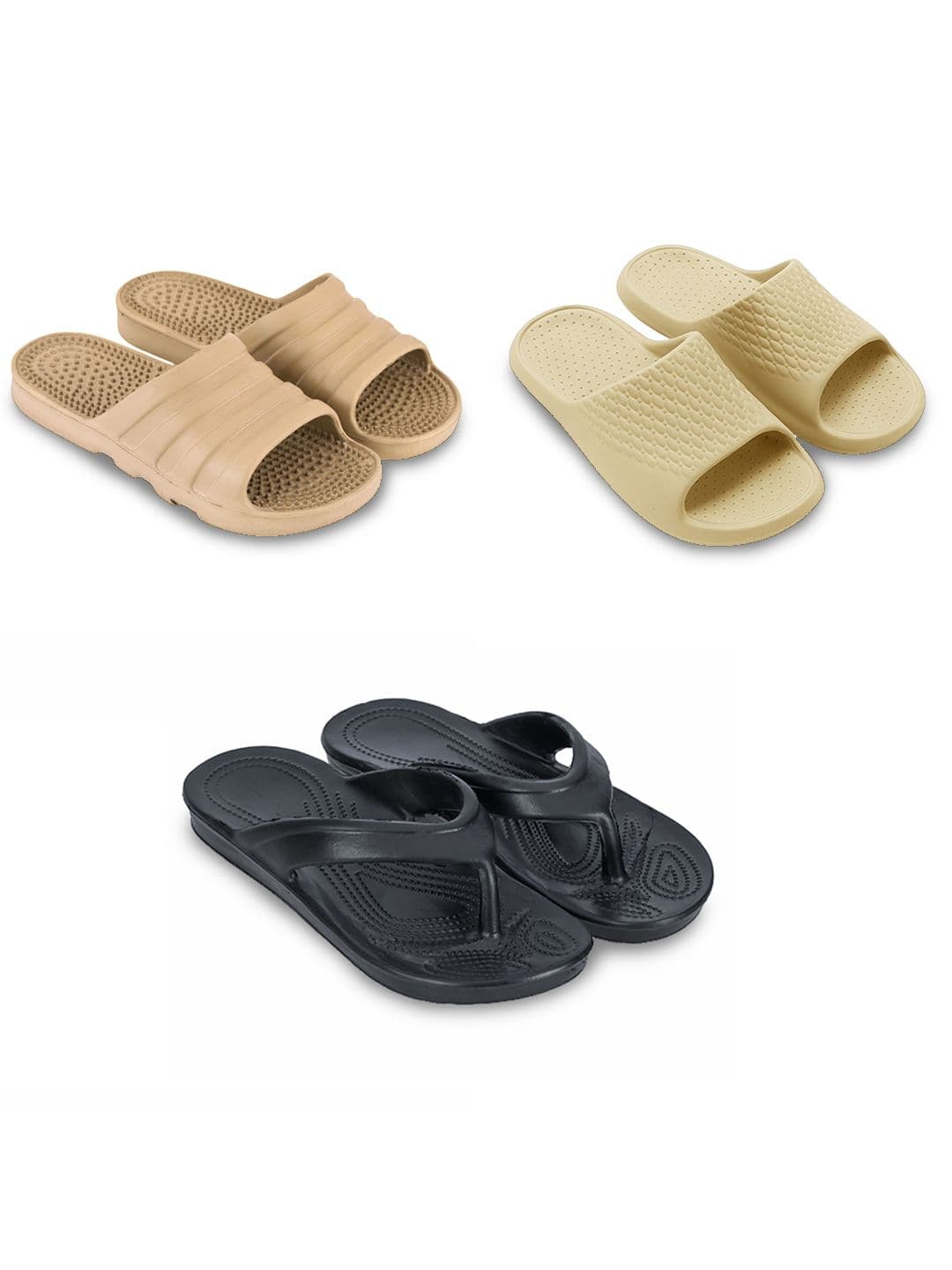 Feel alive Men Set Of 3 Self Design EVA Casual Sliders Flip Flops - view 1