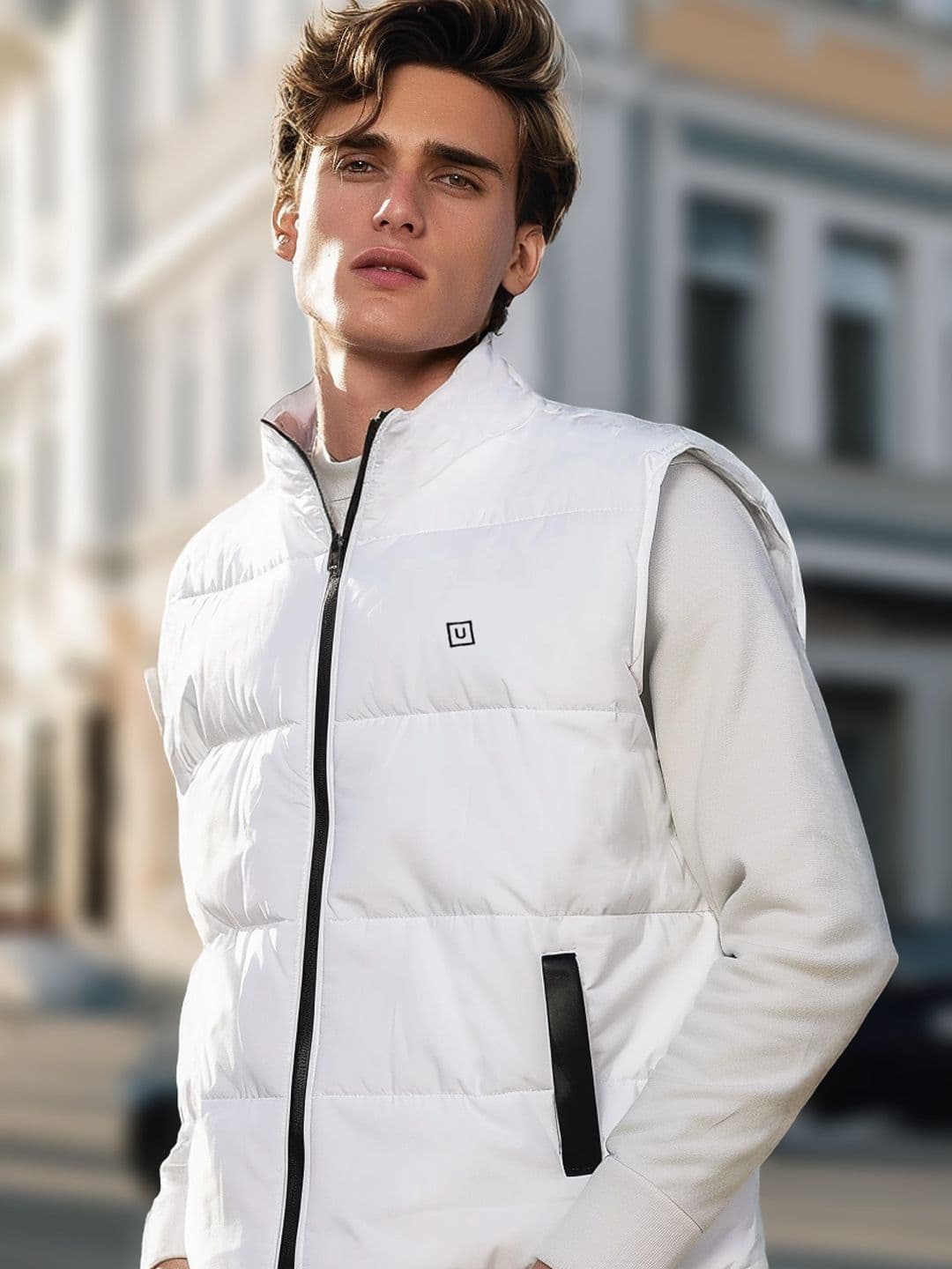 Urbano Fashion Men Sleeveless Zippered Puffer Jacket - view 1
