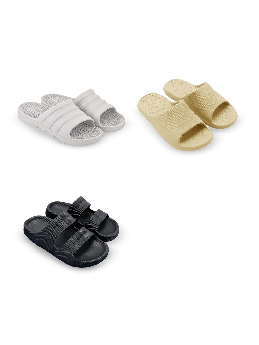 Feel alive Men Set Of 3 Self Design EVA Casual Sliders Flip Flops - view 1