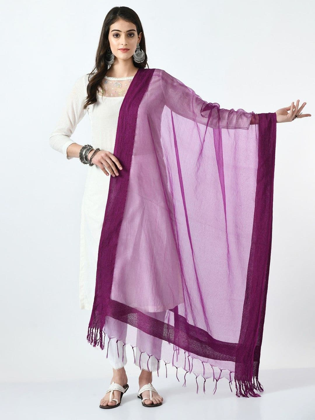 A R SILK DUPATTA HUB Organza Dupatta - view 1