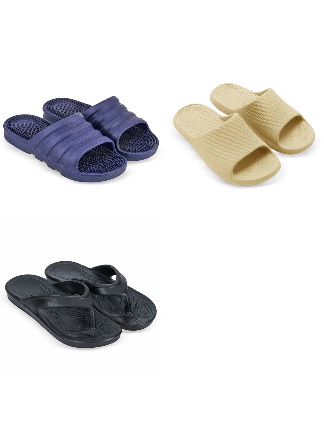 Feel alive Men Set of 3 Solid Ultra-Comfortable & Lightweight Sliders - view 1
