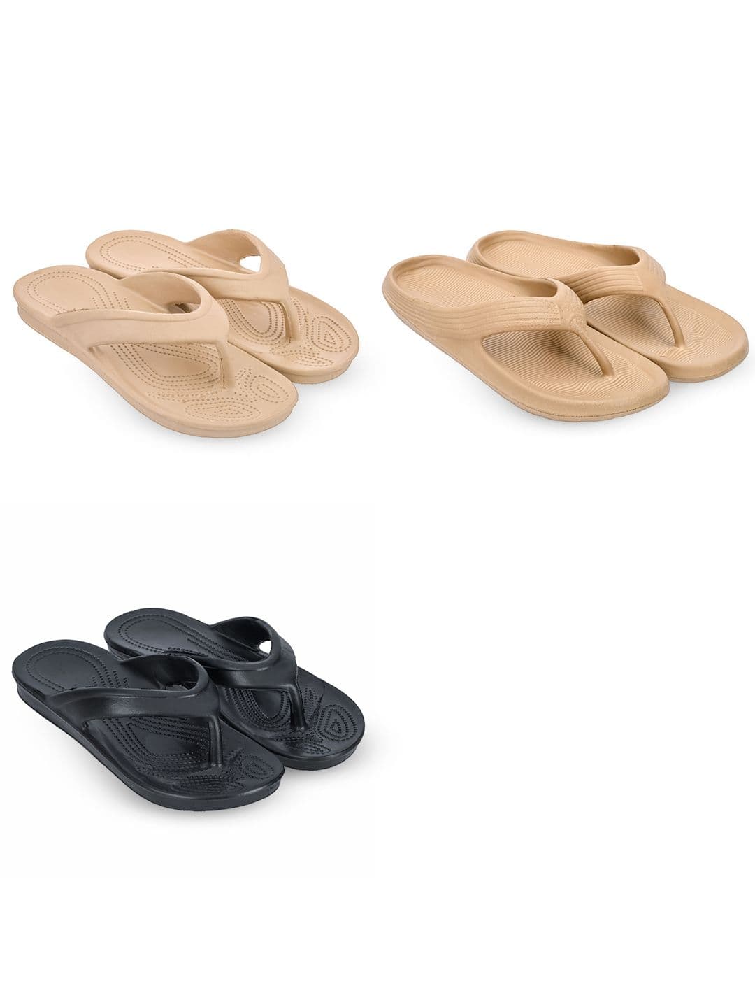 Feel alive Men Set Of 3 Self Design EVA Casual Thong Flip Flops - view 1