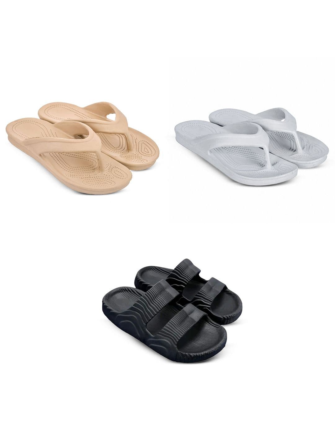 Feel alive Men Set Of 3 Self Design EVA Casual Thong Flip Flops - view 1