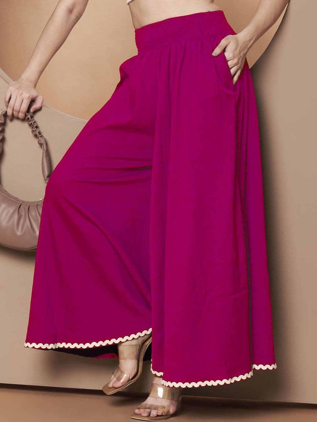 LookShine Women Pink Polyester Printed Flared Palazzos - view 1