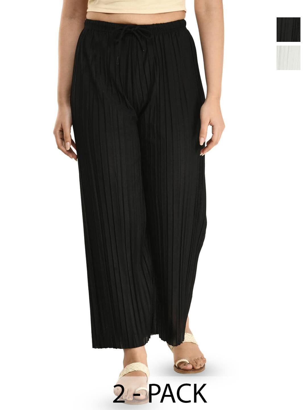 Gladly Women Pack Of 2 Straight Fit Pleated Palazzo - view 1