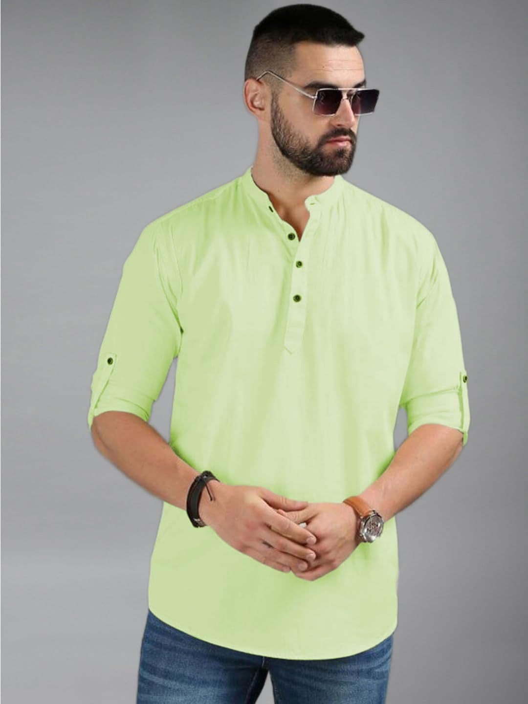 Vida Loca Men Solid Daily Cotton Straight Kurta - view 1