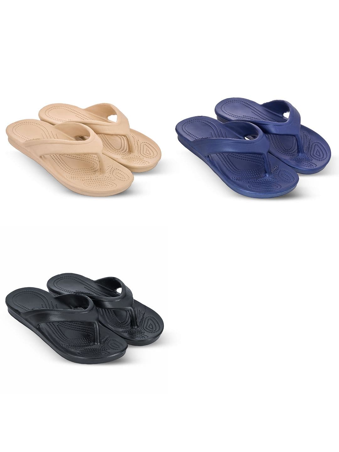 Feel alive Men Set Of 3 Self Design EVA Casual Thong Flip Flops - view 1