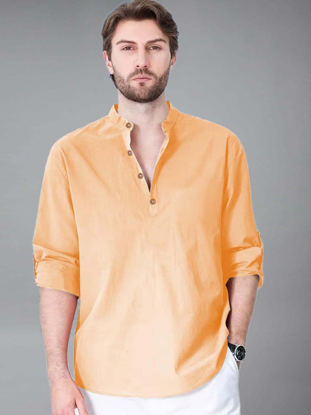 Vida Loca Men Mandarin Collar Short Kurta - view 1