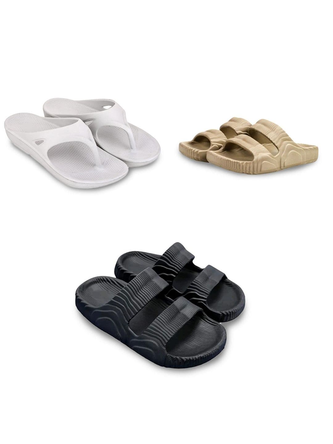 Feel alive Men Set Of 3 Striped EVA Casual Sliders Flip Flops - view 1