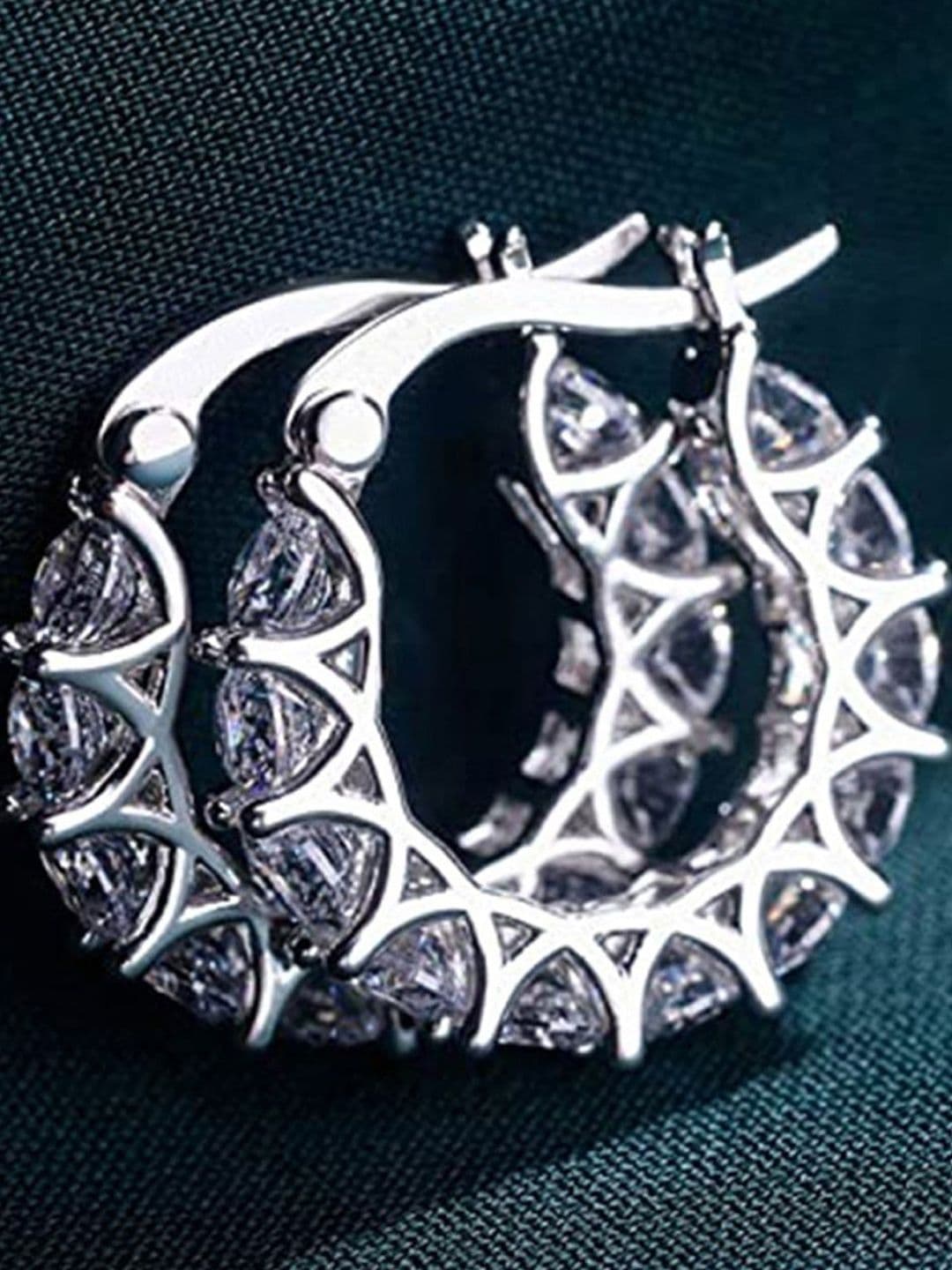 Jewels Galaxy Women Contemporary American Diamond Studded Hoop Earrings - view 1