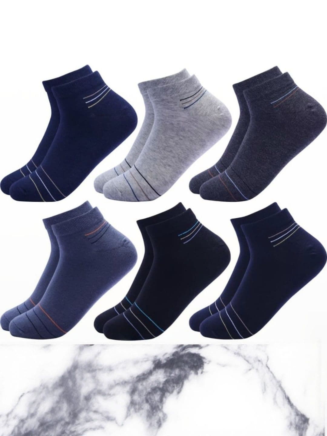 Akeeta Unisex Pack Of 6 Striped Ankle Length Cotton Socks - view 1