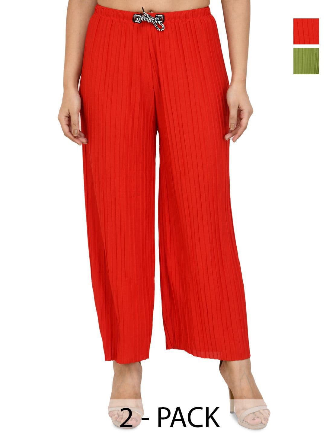 Gladly Women Striped Self Design Regular Western Straight Palazzos - view 1
