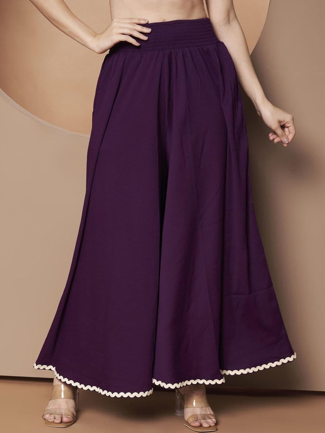 LookShine Women Purple Solid High-Rise Palazzos - view 1