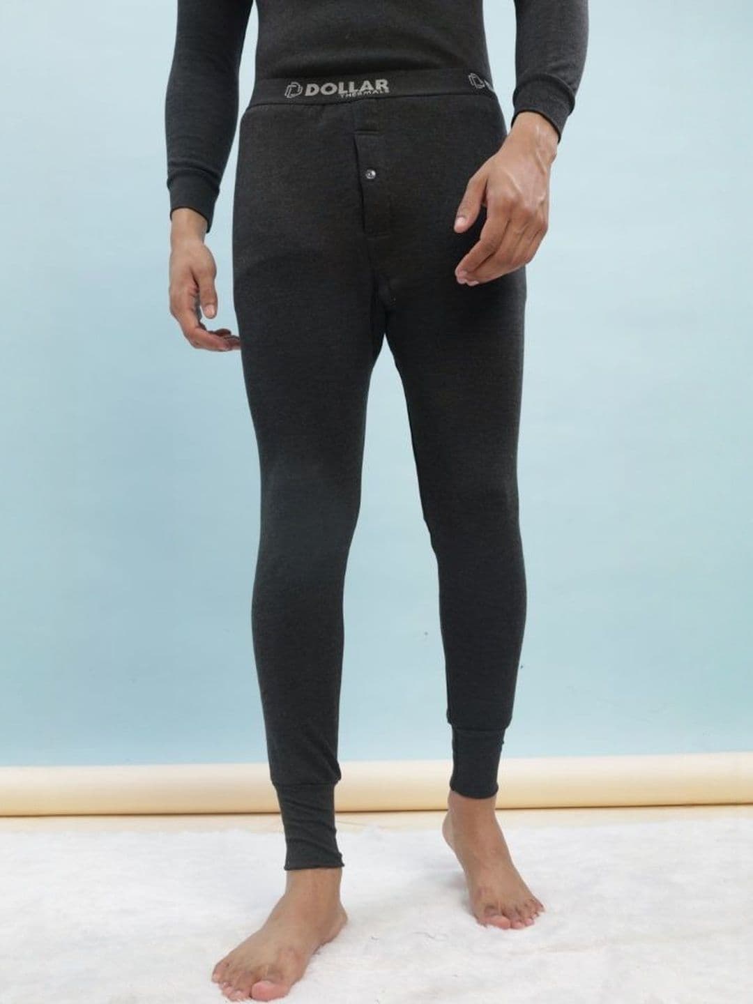 Dollar Men Black Solid Wintercare Casual Thermal TE Trouser - view 1