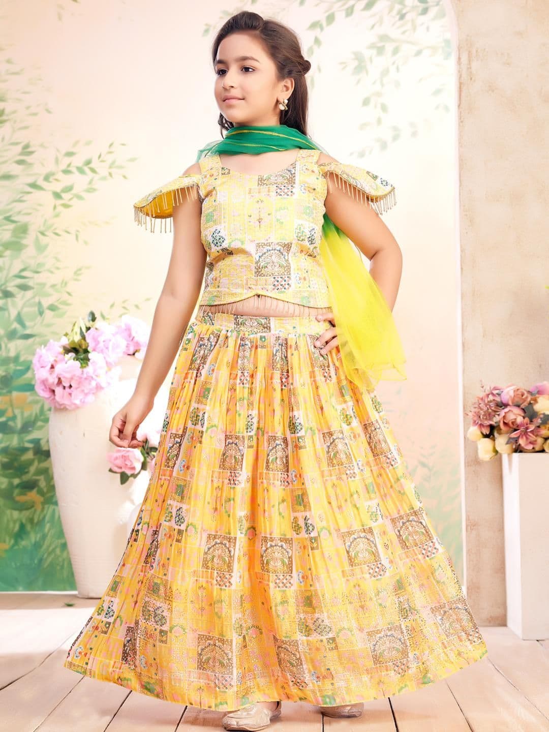 Sangria Girls Printed Lehenga & Blouse With Dupatta - view 1