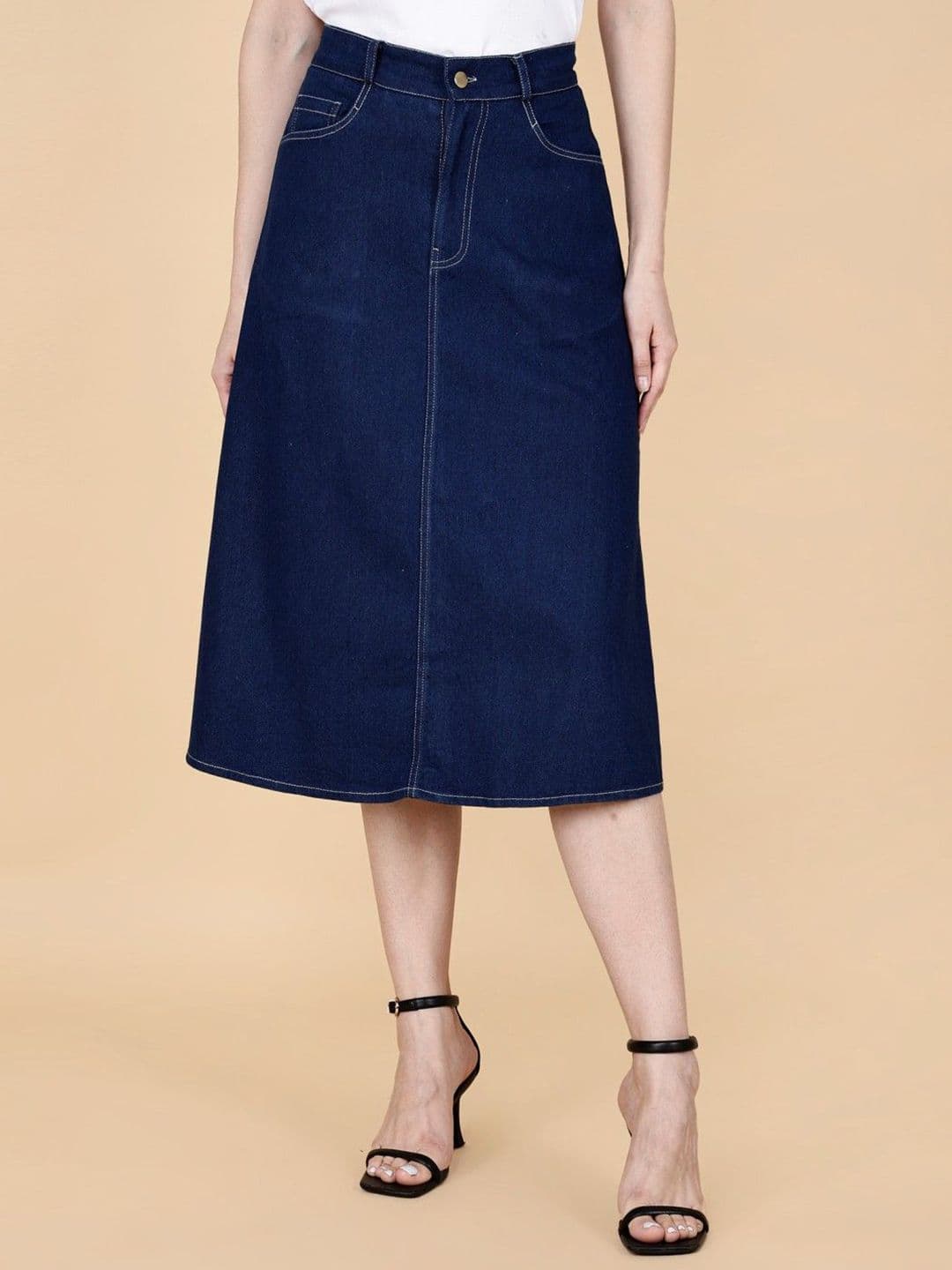 Codaisy A-Line Denim Knee Length Skirt - view 1