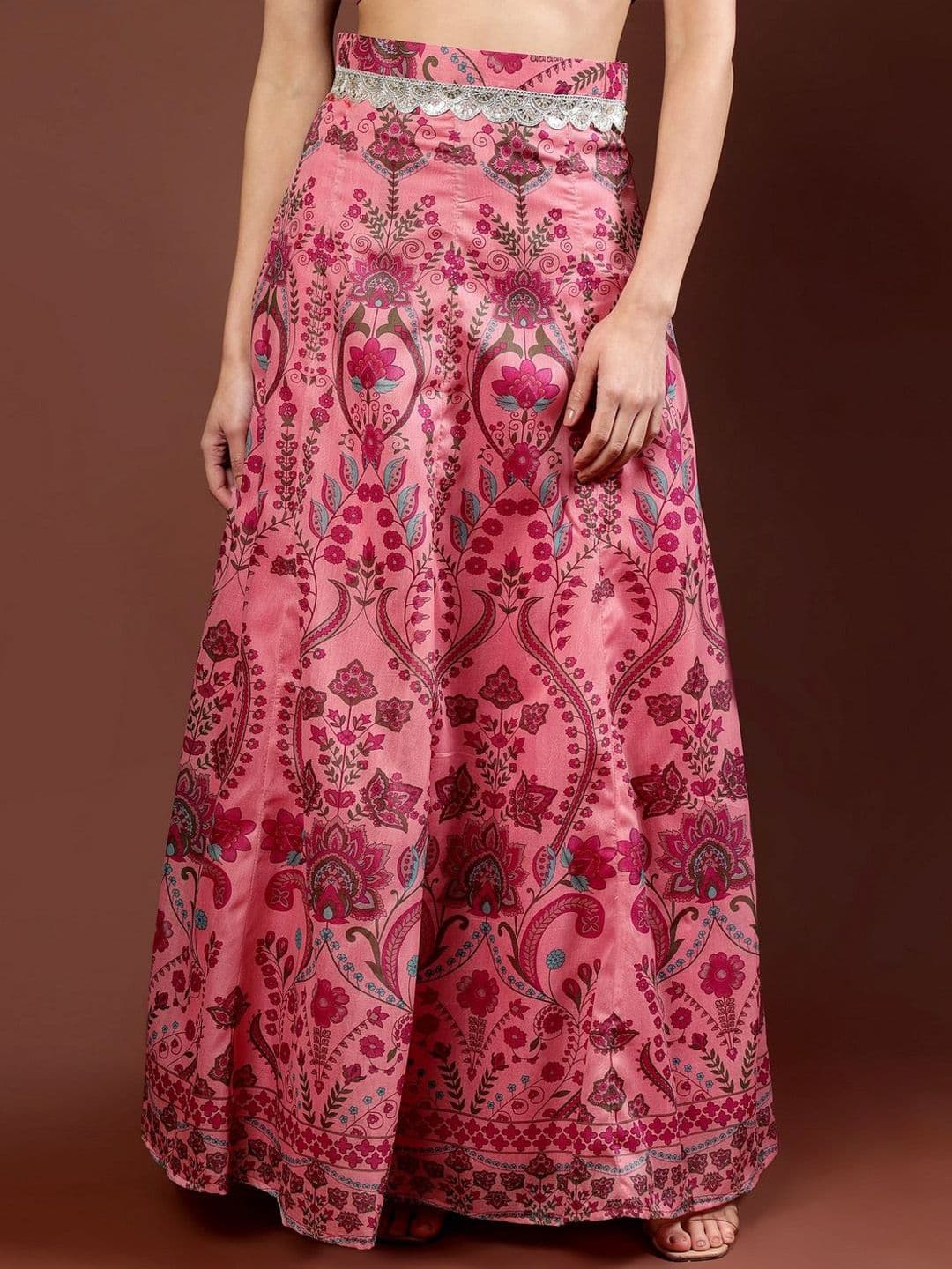 Frolic Rolic Embellished Floral Printed Maxi Flared Skirt - view 1