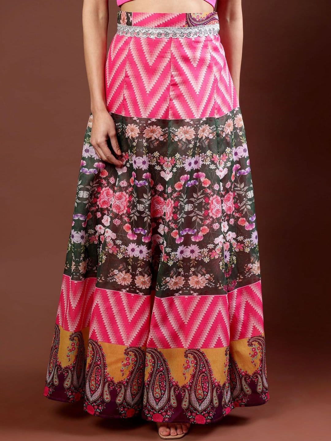 Frolic Rolic Women Geometric Printed Embellished Flared Maxi Skirt - view 1