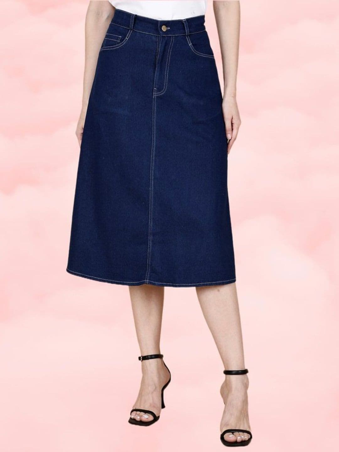 Codaisy A-Line Denim Knee Length Skirt - view 1