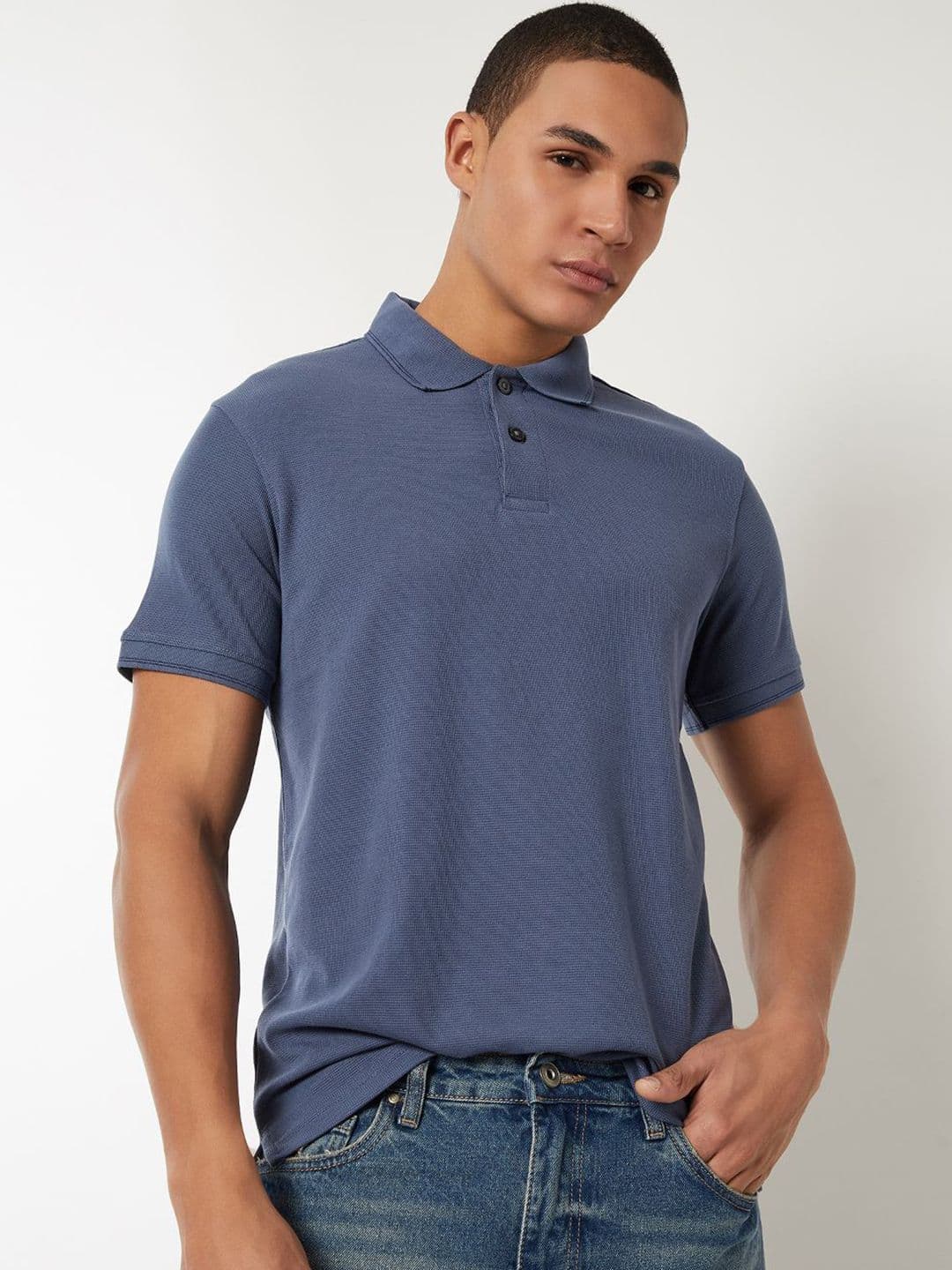 max Men Solid Polo Collar T-shirt - view 1
