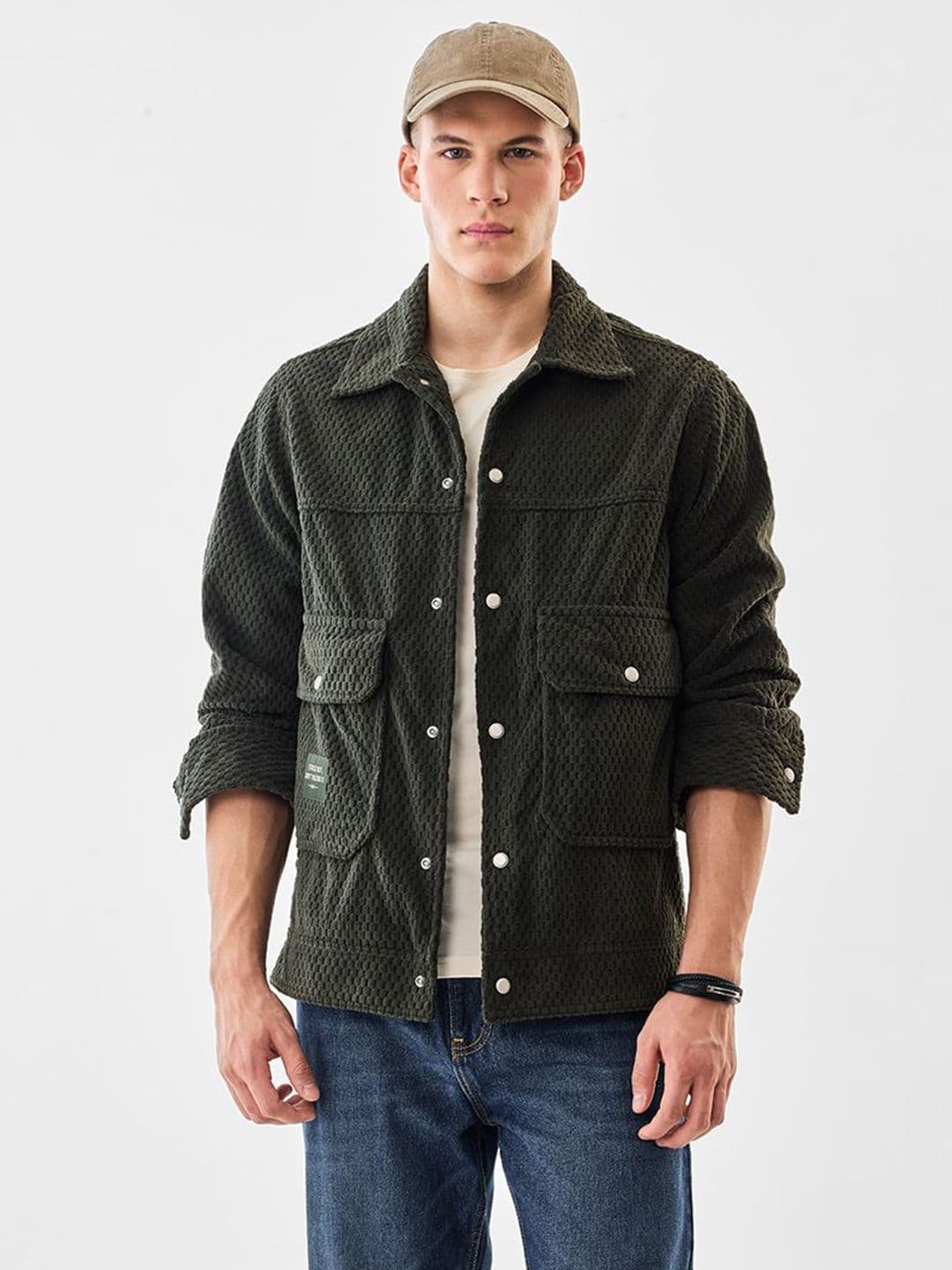 Snitch Men Spread Collar Self Design Tailored Jacket - view 1