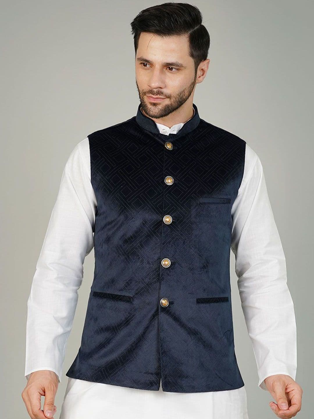 Wintage Men Mandarin Collar Nehru Jacket - view 1
