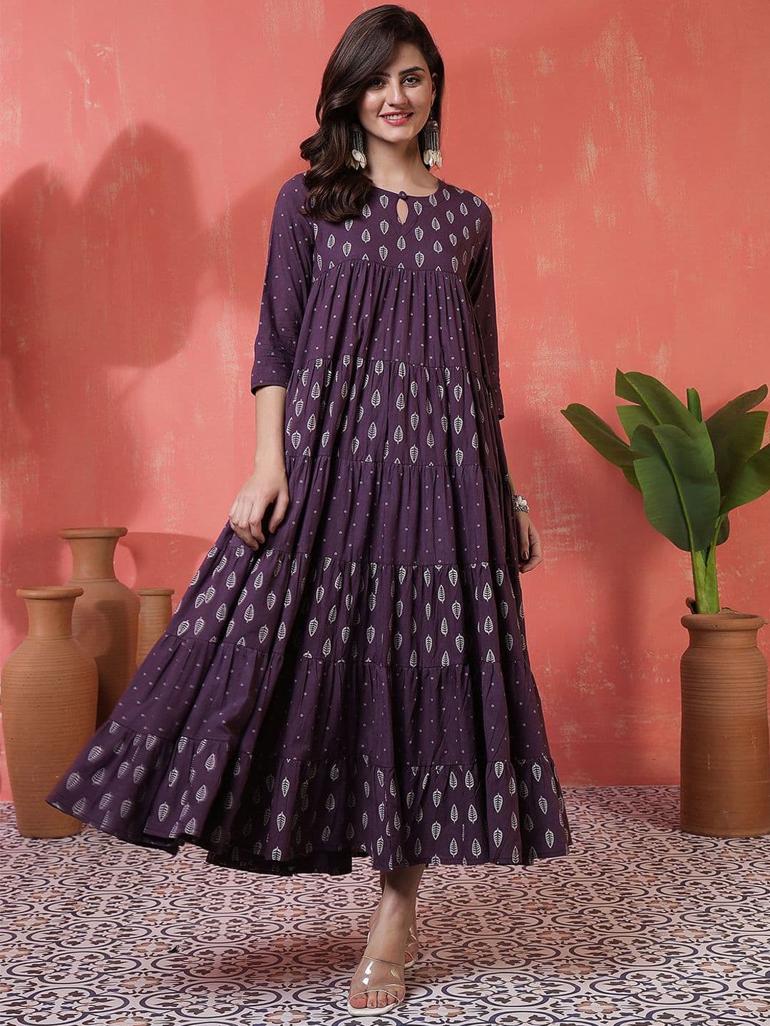 Sangria Women Ethnic Motifs Printed Daily Cotton Anarkali Kurta - view 1