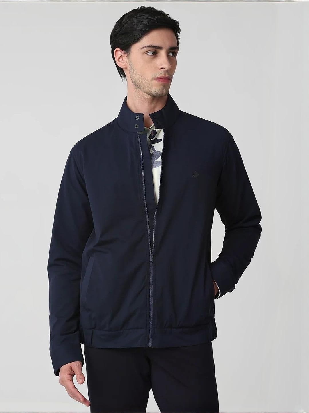 Mufti Men Mandarin Collar Solid Bomber Jacket - view 1