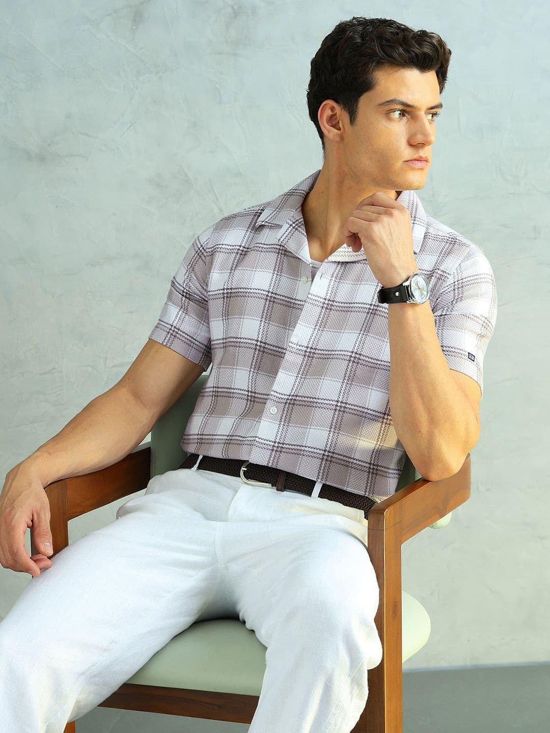 Arrow Sport Men Slim Fit Checked Cuban Collar Pure Cotton Casual Shirt - view 1