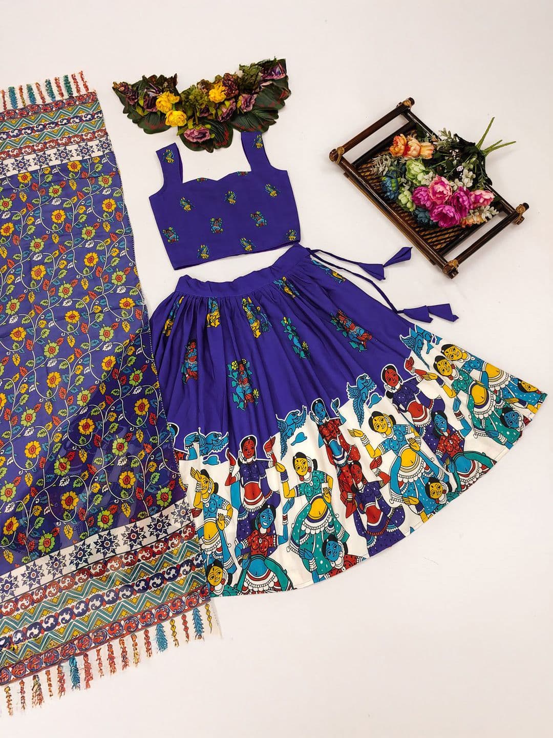 RJ ONLINE Girls Printed Ready to Wear Lehenga & Blouse With Dupatta - view 1