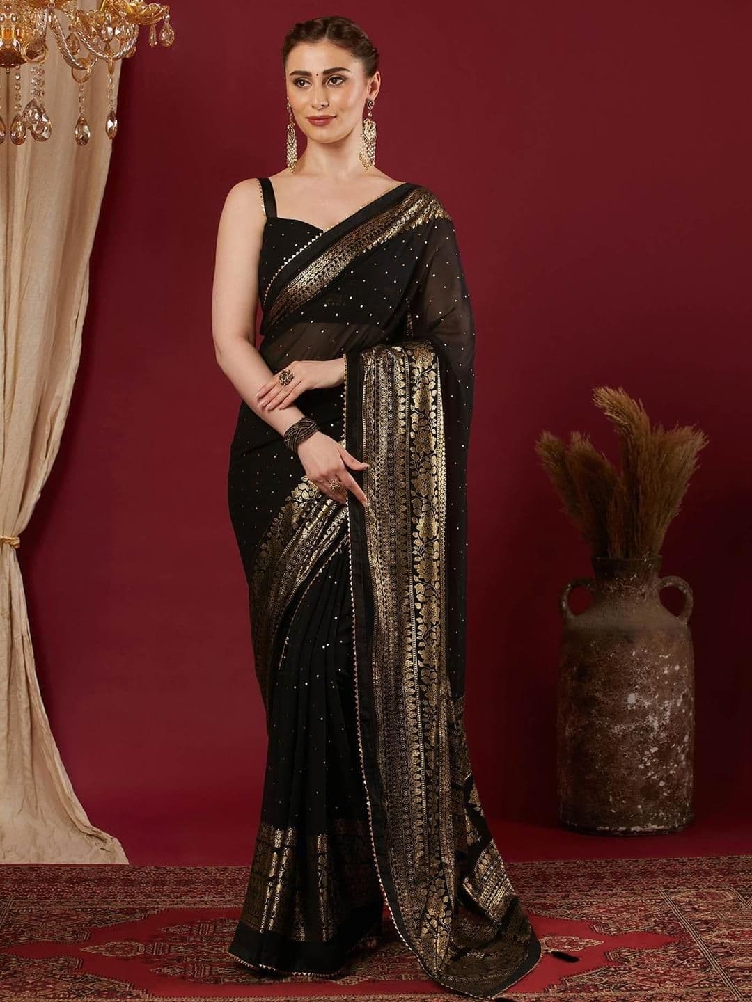 HERE&NOW Woven Design Zari Pure Georgette Tussar Saree - view 1