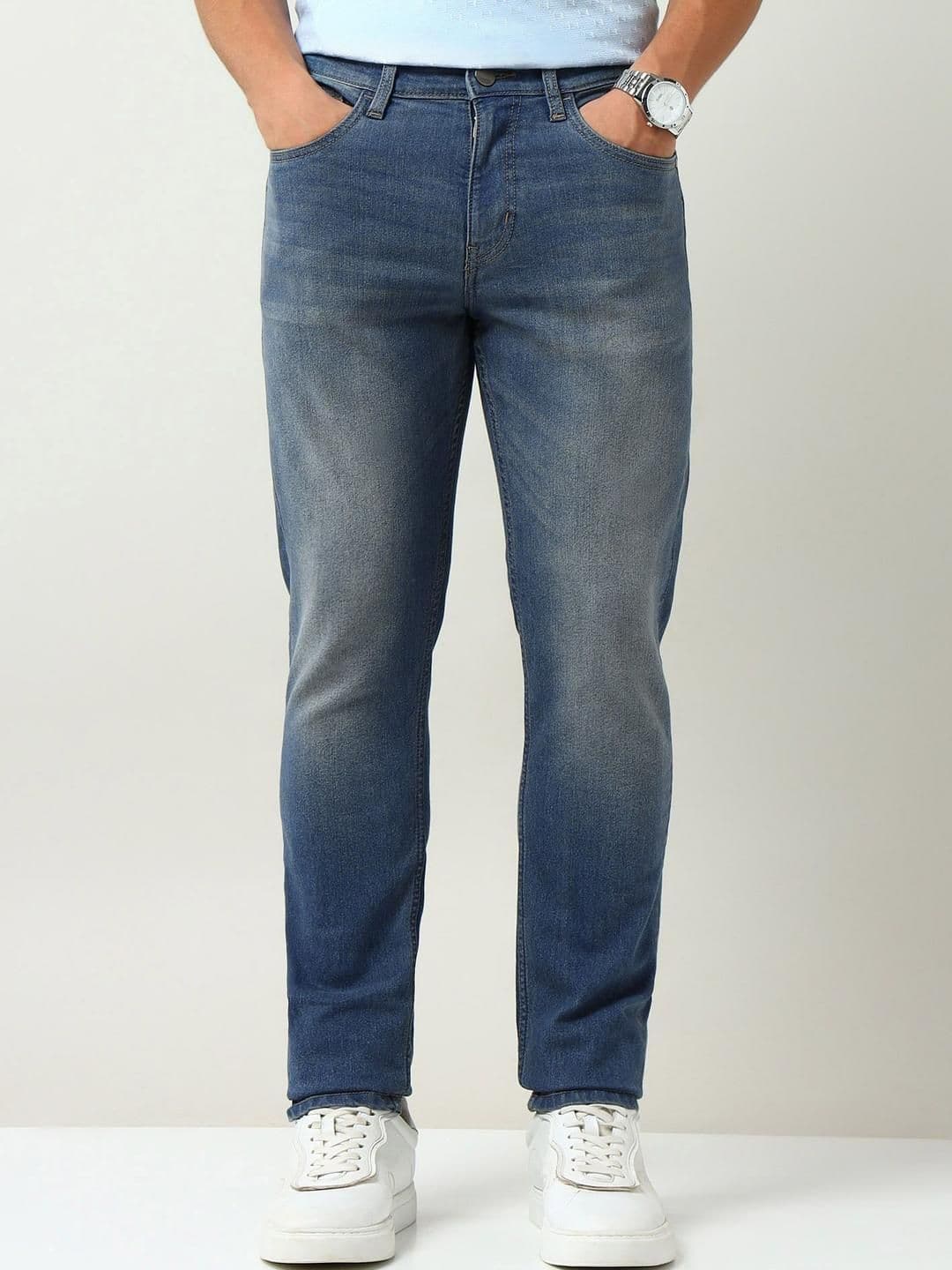 AD By Arvind Men Comfort Slim Fit Mid-Rise Heavy Fade Jeans - view 1