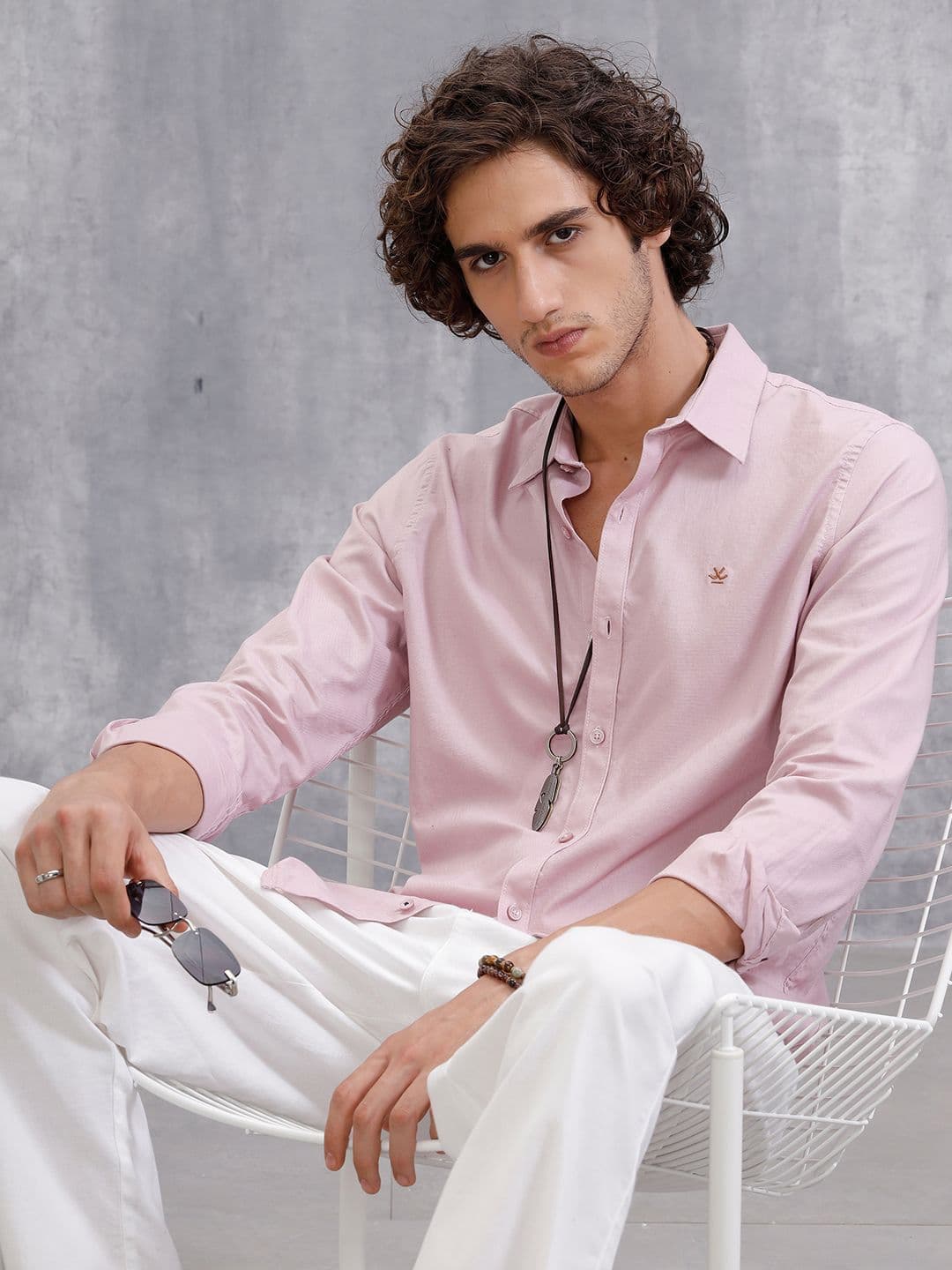 WROGN Men Comfort Fit Textured Spread Collar Cotton Casual Shirt - view 1