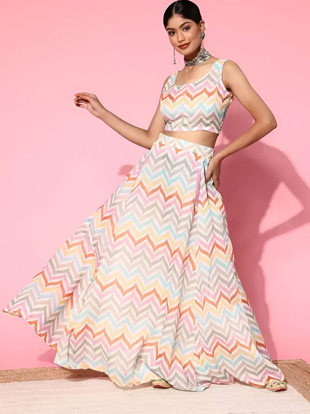 Kaizen TEXO FAB Printed Cotton Semi-Stitched Lehenga & Unstitched Choli - view 1