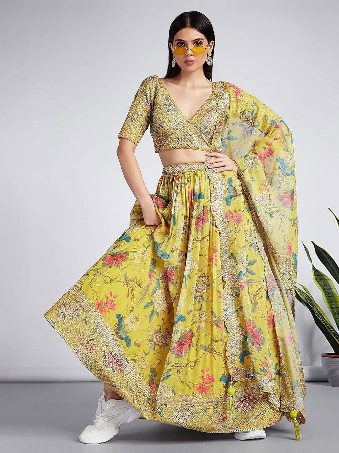 Kaizen TEXO FAB Embroidered Semi-Stitched Lehenga & Unstitched Blouse With Dupatta - view 1
