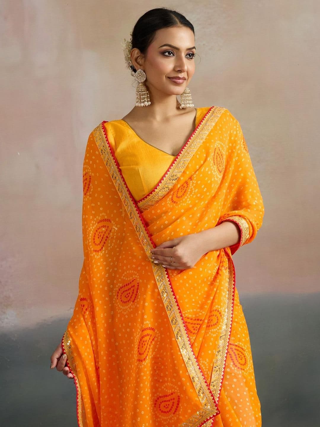 Mitera Bandhani Printed Pure Georgette Saree - view 1