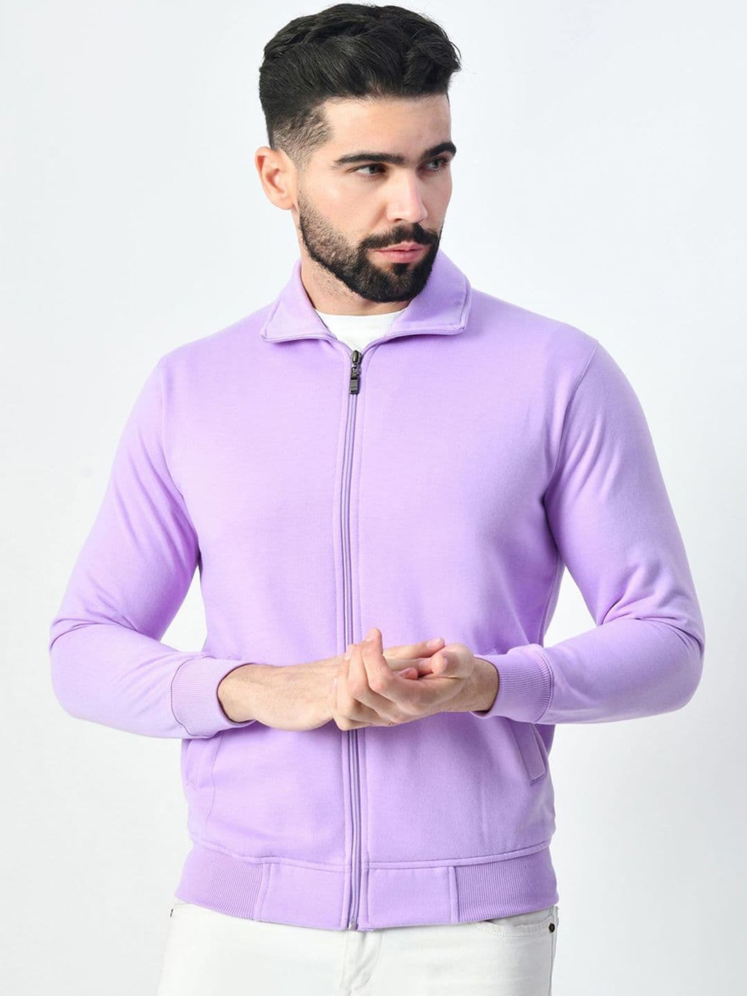 BAESD Fleece Lightweight Open Front Stand Collar Long Sleeves Jacket - view 1