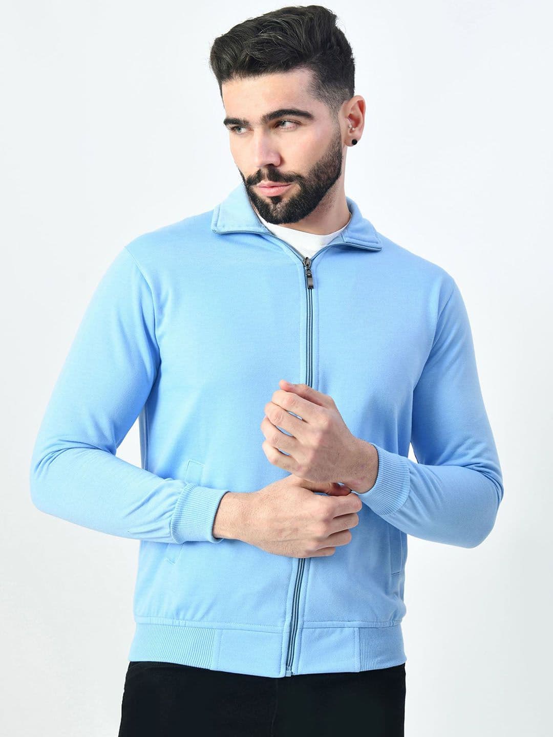 BAESD Men Mock Collar Solid Lightweight Bomber Jacket - view 1