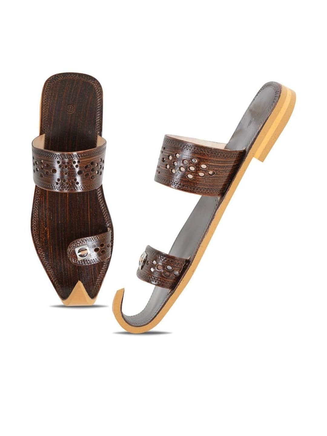 DFR Men Brown Synthetic Leather Comfort Sandals - view 1