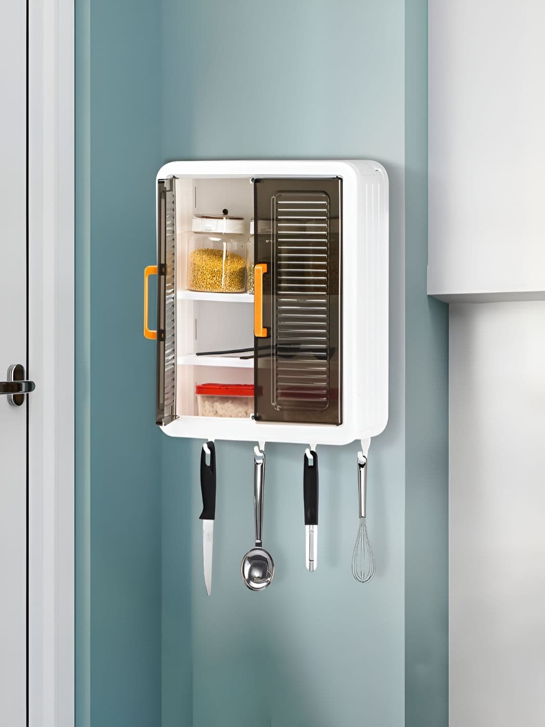 Aura Black & White Wall Mounted Storage Cabinet Bathroom Organiser - view 1