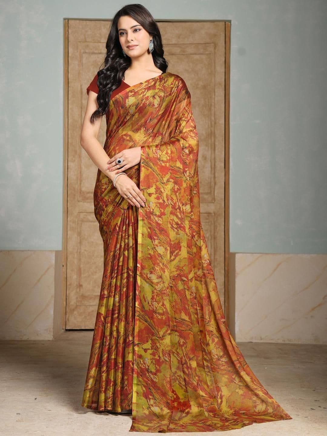 Garden Vareli Pure Chiffon Abstract Printed Saree - view 1