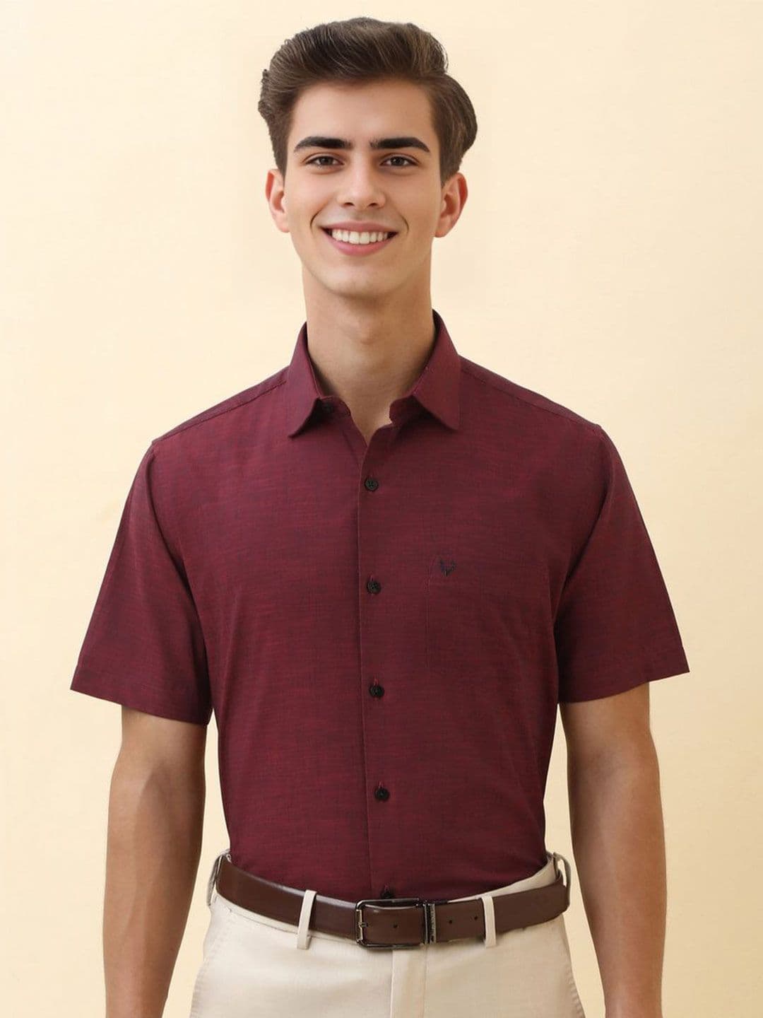 Allen Solly Men Solid Spread Collar Pure Cotton Formal Shirt - view 1